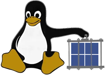Linux penguin holding a cage